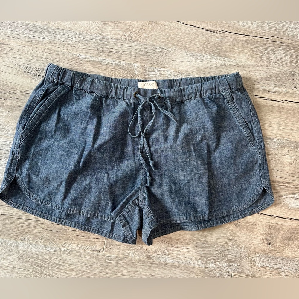 J. Crew Chambray Drawstring Shorts 100% Cotton Size Small